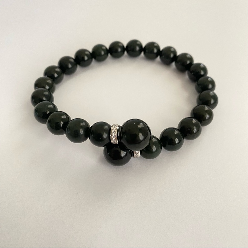 Jade Glass Beaded Bracelet NWOT - Picture 1 of 2